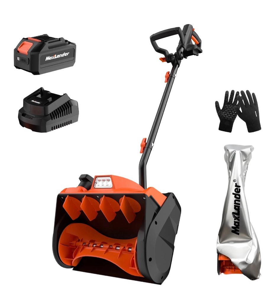 maxlander cordless snow shovel  20v 11-inch electric battery snow blower with adjustable handle (4.0ah battery  charger and cover included)