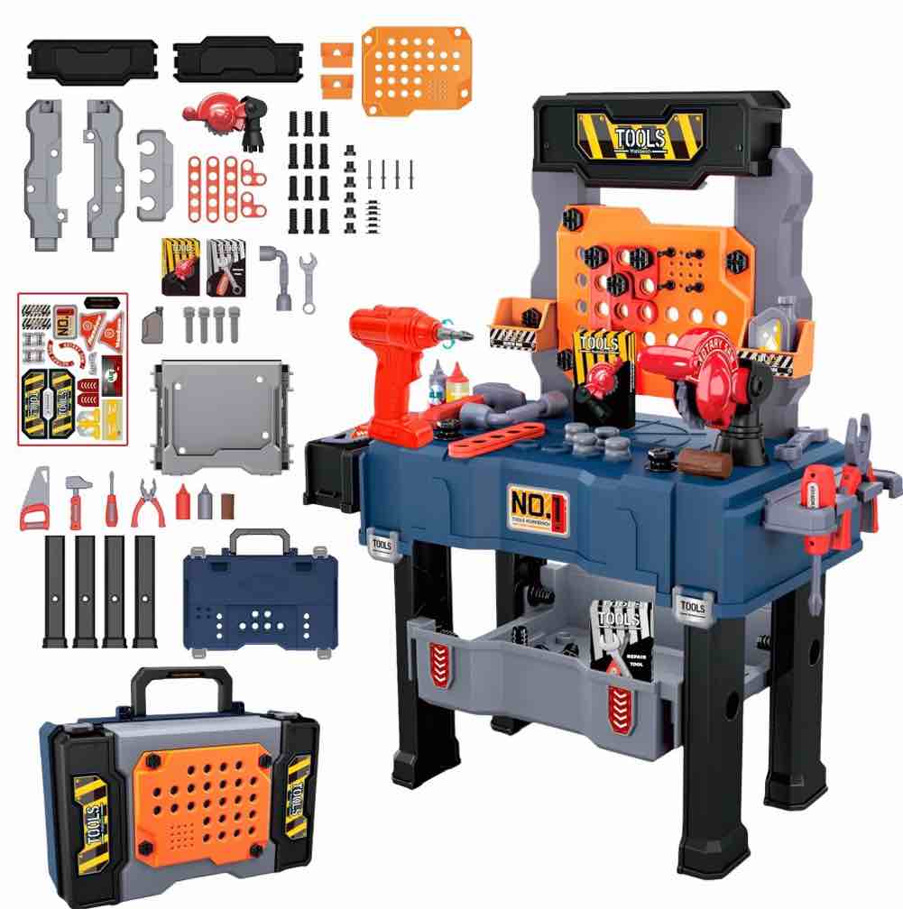 jugaad life 65 pcs kids tool bench set, pretend play construction workbench toys for toddlers, birthday gift for boys girls 3 4 5 6+