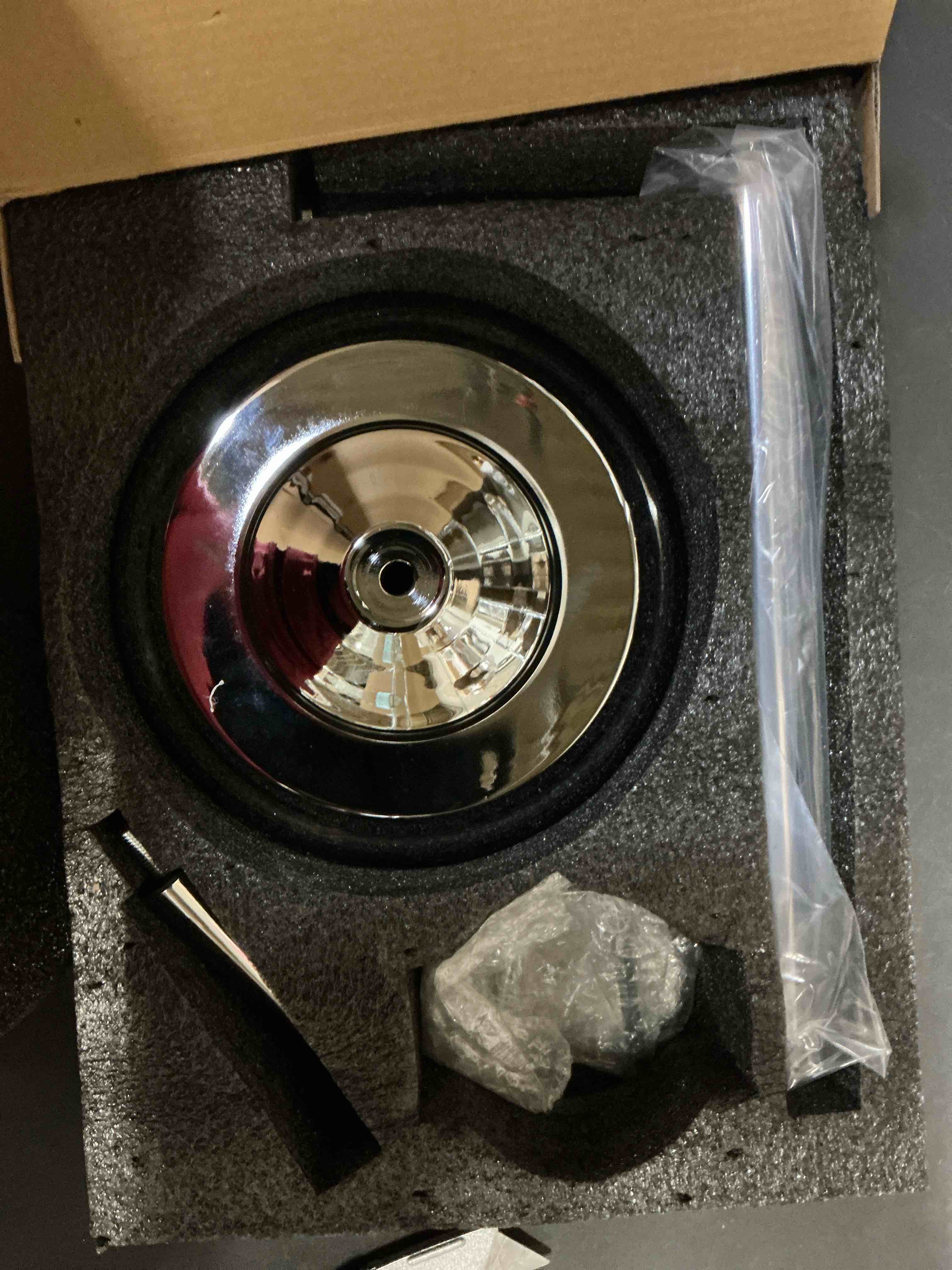 Condition photo showing New/Like New for Freestanding Toilet Paper Holder Stand with Storage – Holds 4 Extra Rolls – Chrome Toilet Paper Holder for Bathroom – Sturdy Base, Classic Retro Style, Space-Saving Bathroom Storage Organizer Chrome 22"H - With Storage