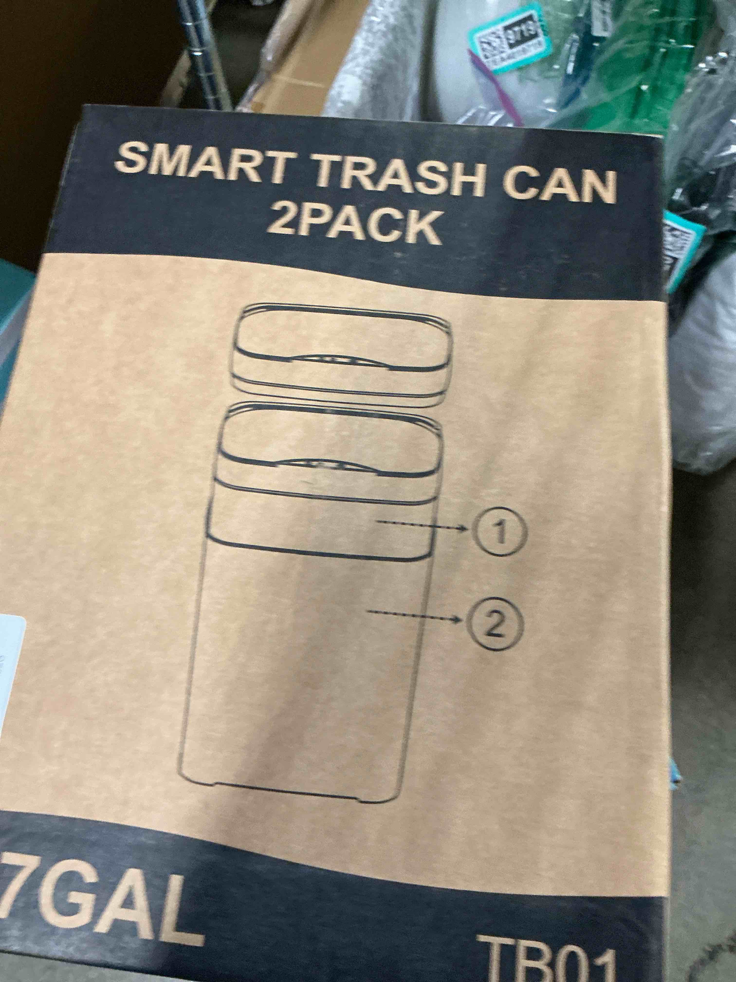 Condition photo showing New/Like New for 2 Pack 2.7 Gal Bathroom Trash Can with Lid, Automatic Trash Can Small Smart Garbage Can Touchless, Slim Motion Sensor Waterproof Plastic Trash Bins for Bedroom Office Kitchen Toilet White 2.7 Gal