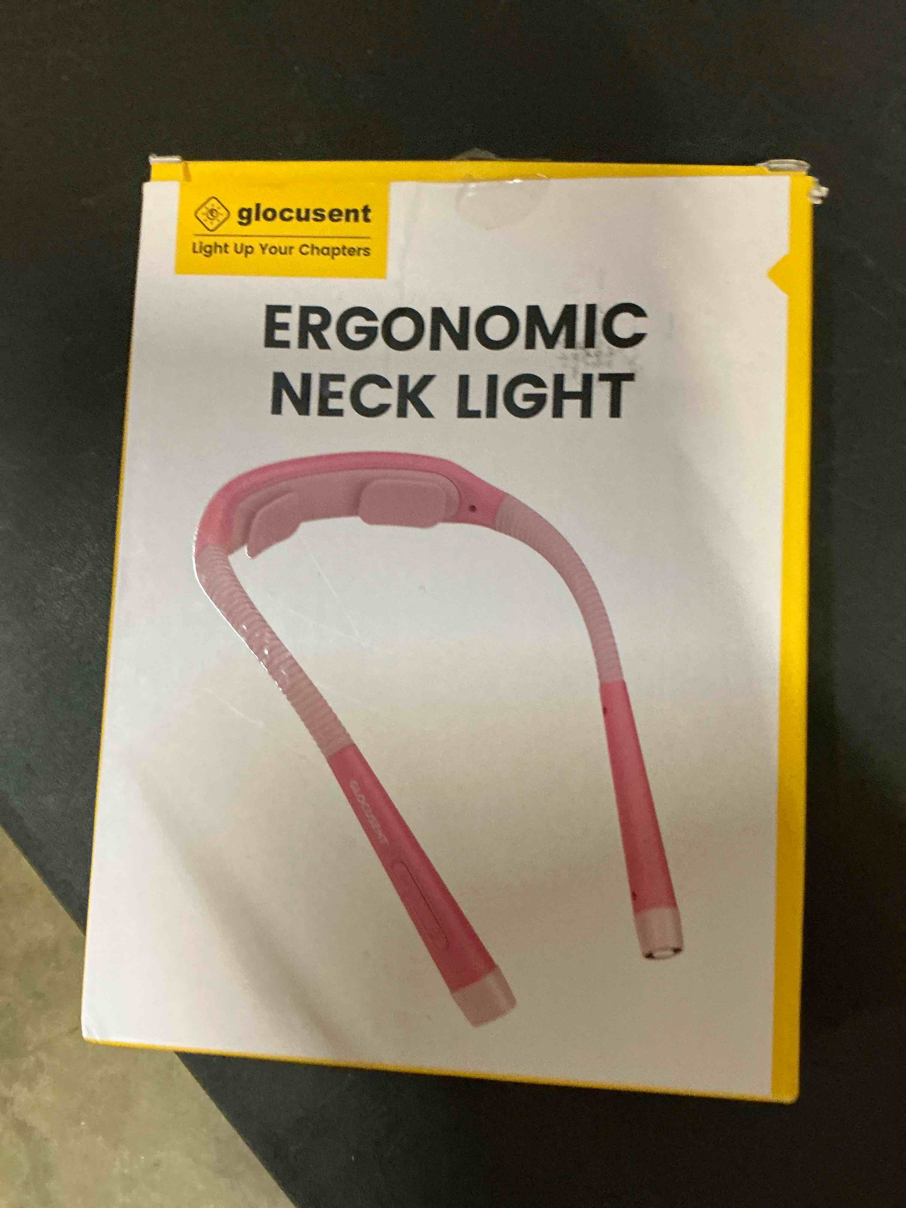 Condition photo showing New/Like New for Glocusent Ergonomic Reading Light, 1600mAh Rechargeable Book Light for 100 Hrs - 3 Colors & 5 Brightness, Neck Light with Timers, Sleep Aid & Travel Lock, Perfect for Reading, Knitting & Craft Pink
