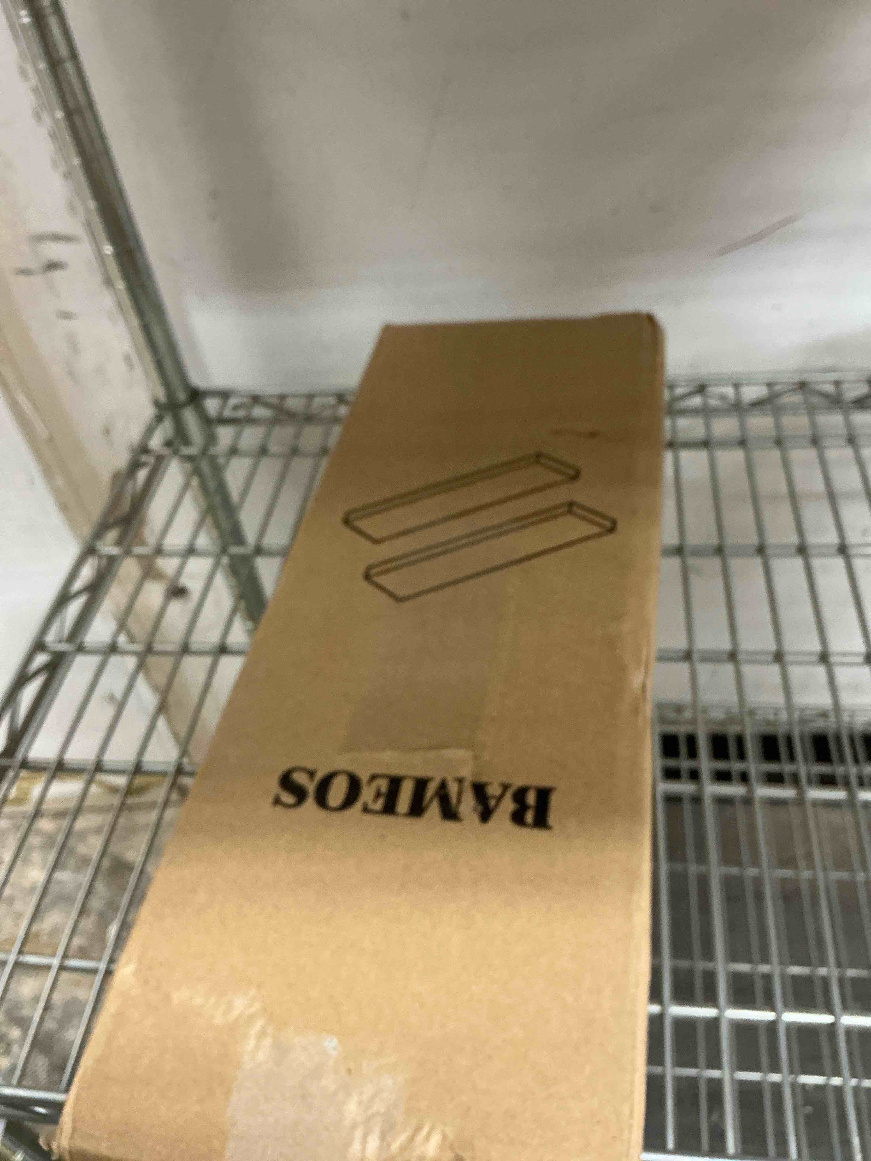 Condition photo showing New/Like New for BAMEOS Floating Shelves, White Wall Mounted Wooden Shelves with Invisible Brackets Set of 2, Hanging Wall Shelves Decoration for Bedroom, Bathroom, Living Room and Kitchen 16x6 White