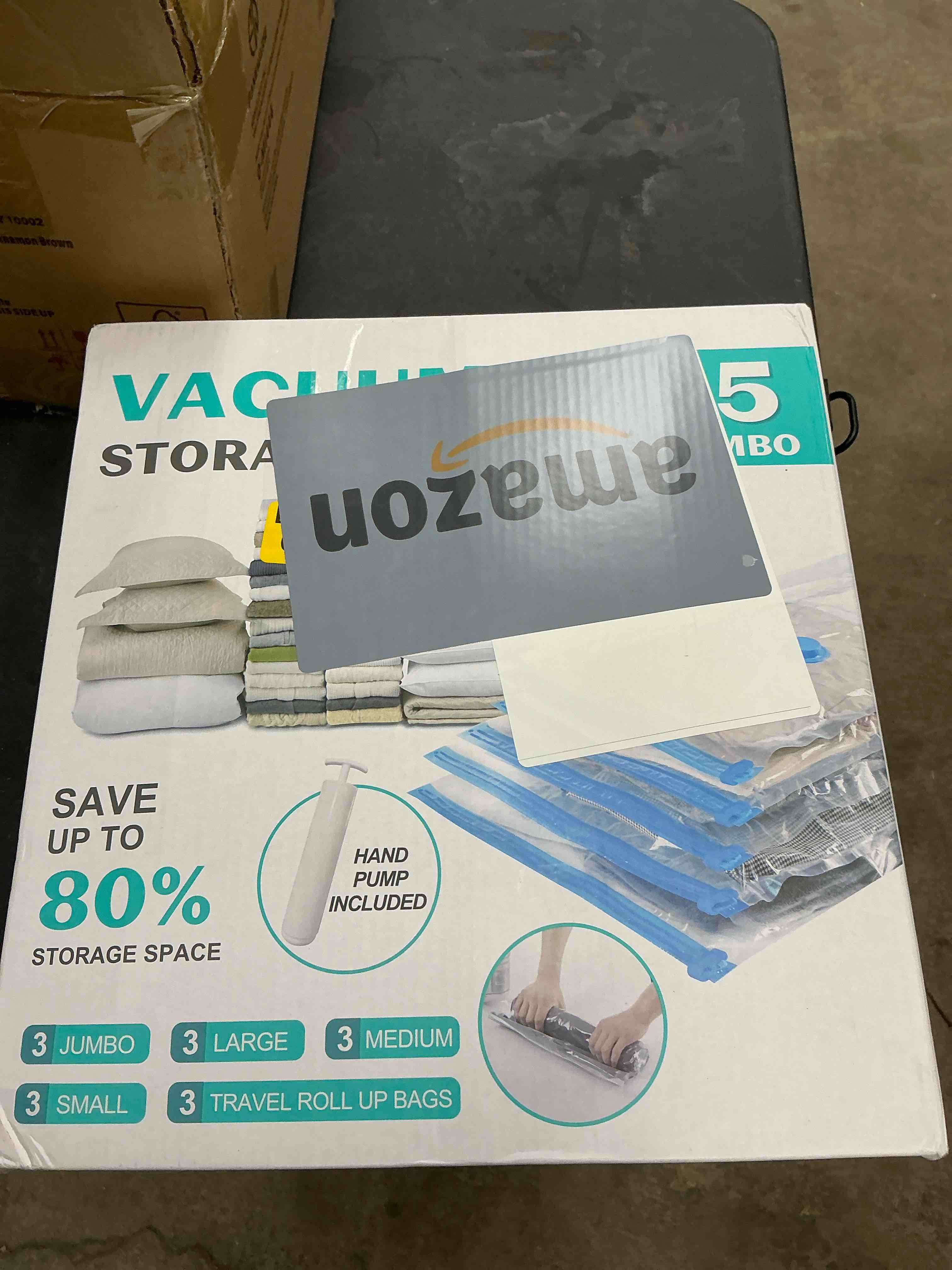 Condition photo showing New/Like New for 15 Pack Vacuum Seal Bags for Clothing &Travel, Space Saver Vacuum Storage Bags for Blankets,Luggage,Clothes,Comforter, Hand Pump Included (3 Jumbo,3 Large,3 Medium,3 Small,3 Roll? 15 Assorted