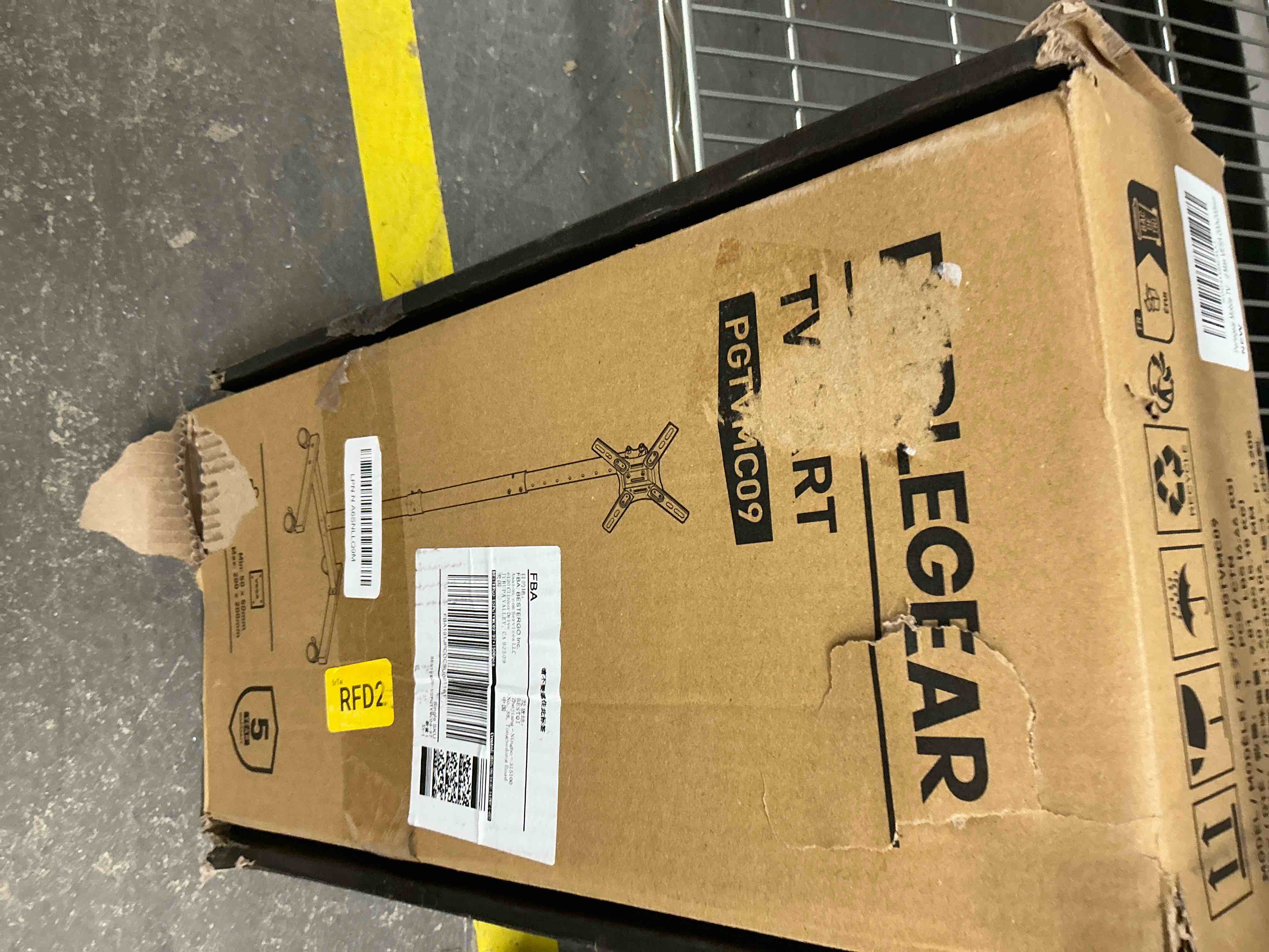 Condition photo showing As Is for Perlegear Rolling TV Stand, Mobile TV Stand on Wheels for 13-50 inch TVs with Height Adjustment & 30° Tilt, Portable TV Cart with Wheels Holds 44lbs, Max VESA 200x200mm for Living Room, Bedroom 13-50 Inch Screens