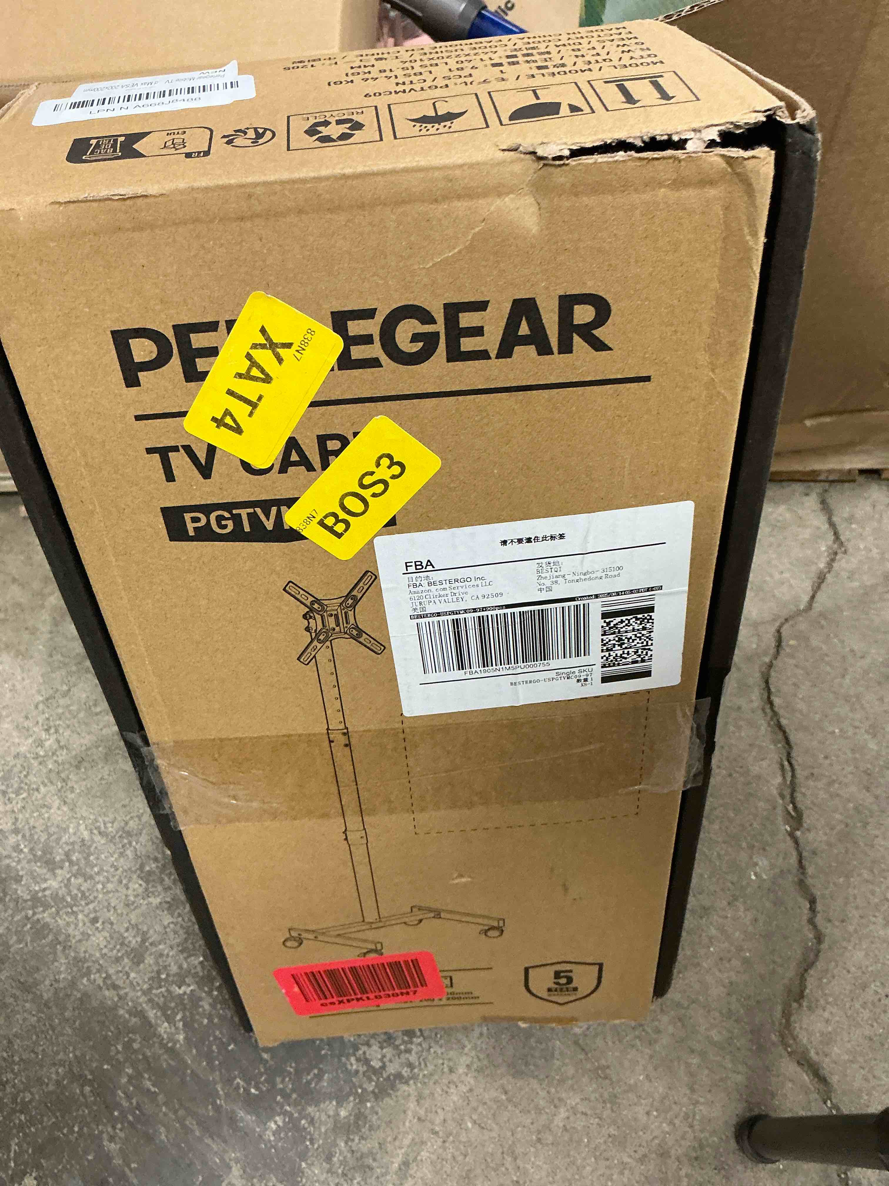 Condition photo showing Good Condition for Perlegear Rolling TV Stand, Mobile TV Stand on Wheels for 13-50 inch TVs with Height Adjustment & 30° Tilt, Portable TV Cart with Wheels Holds 44lbs, Max VESA 200x200mm for Living Room, Bedroom 13-50 Inch Screens