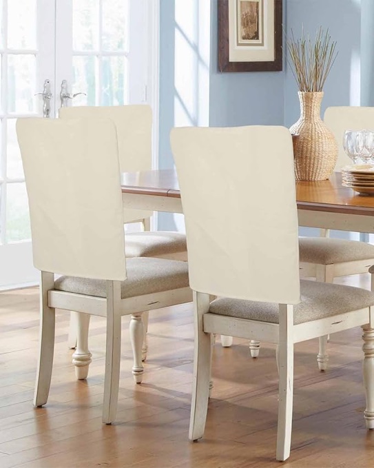 Condition photo showing Good Condition for Beige Chair Back Covers for Dining Chairs, Modern Abstract Back Chair Covers Set of 6, Washable Remo
