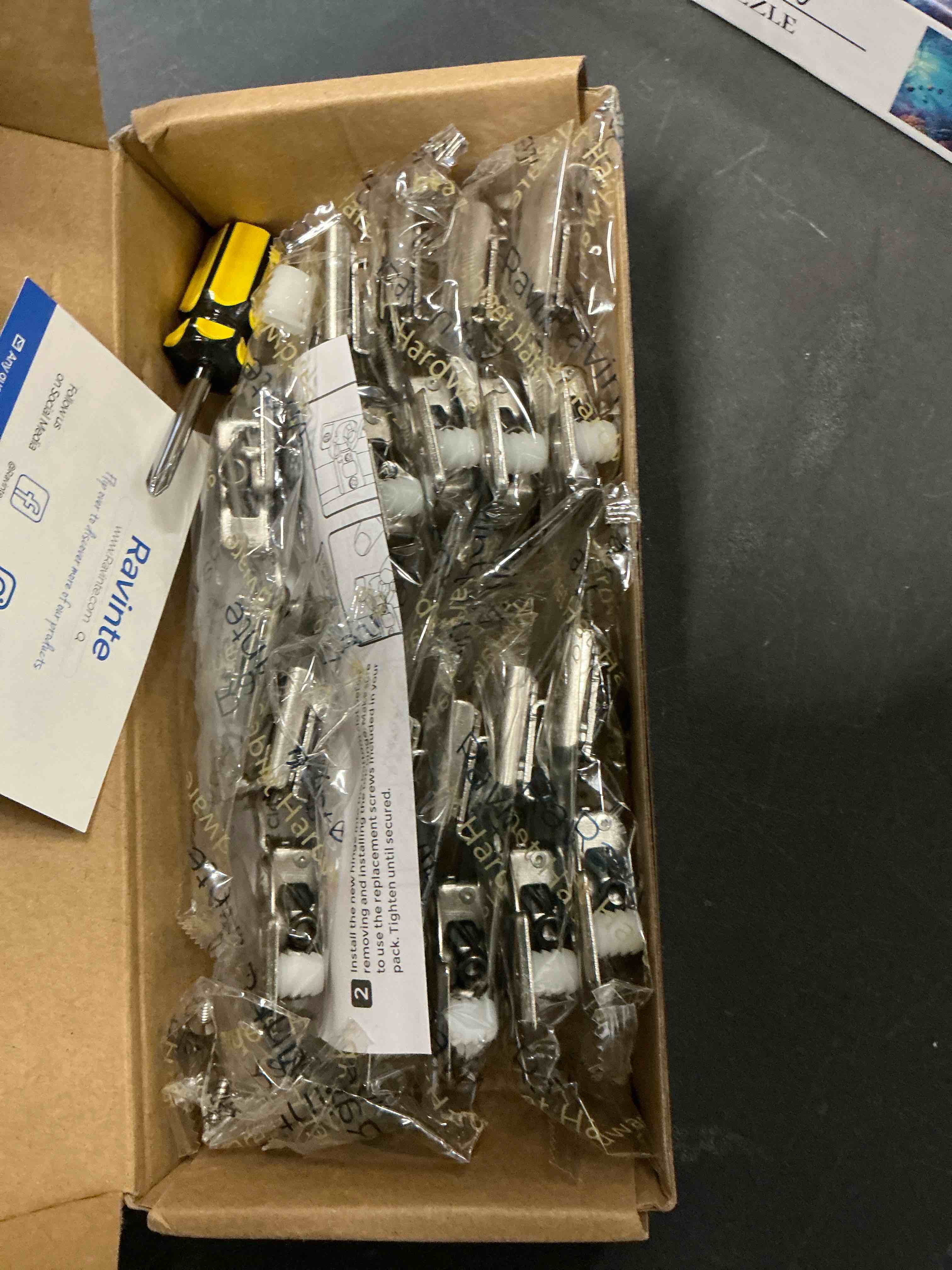 Condition photo showing New/Like New for Ravinte 1/2 Inch Overlay Cabinet Hinges - 10 Pack (5 Pair) Soft Close Hidden Door Hinges for Kitchen - Stainless Steel Adjustable Satin Nickel Hardware 10 1/2 inch Overlay