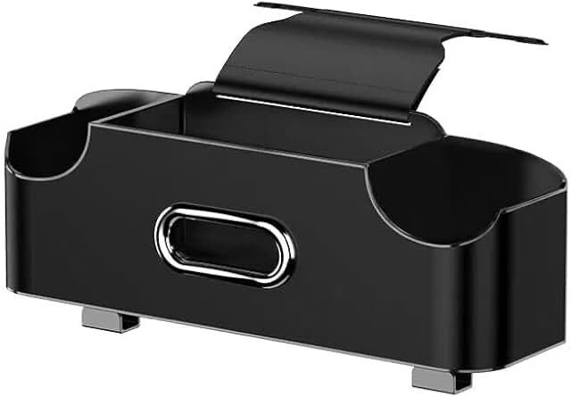 Car Back Seat Organizer with Tissue, Car Seat Back Tissue Box and Storage Hook, Multifunctional Car Organizer for Hold Phone,Drinks,Handbag,Compatible with Most Vehicles (Black)