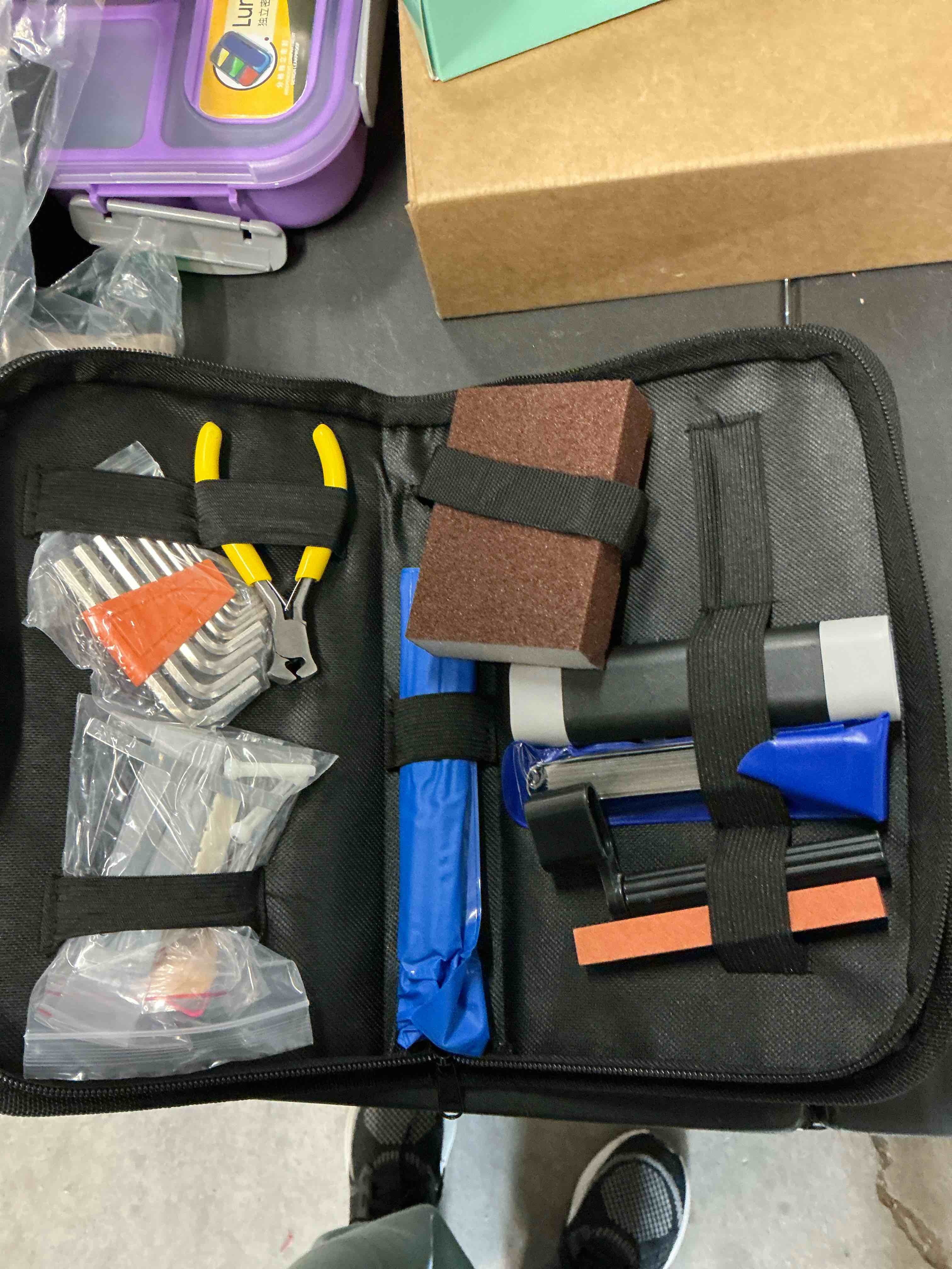 Condition photo showing Good Condition for Guitar Tool Kit,Professional Guitar Repairing Maintenance Tool Kit with Guitar Strings Picks Bridge Pins Gauge Guitar Accessories Gift for Acoustic Guitar Electric guitar Ukulele Bass Banjo