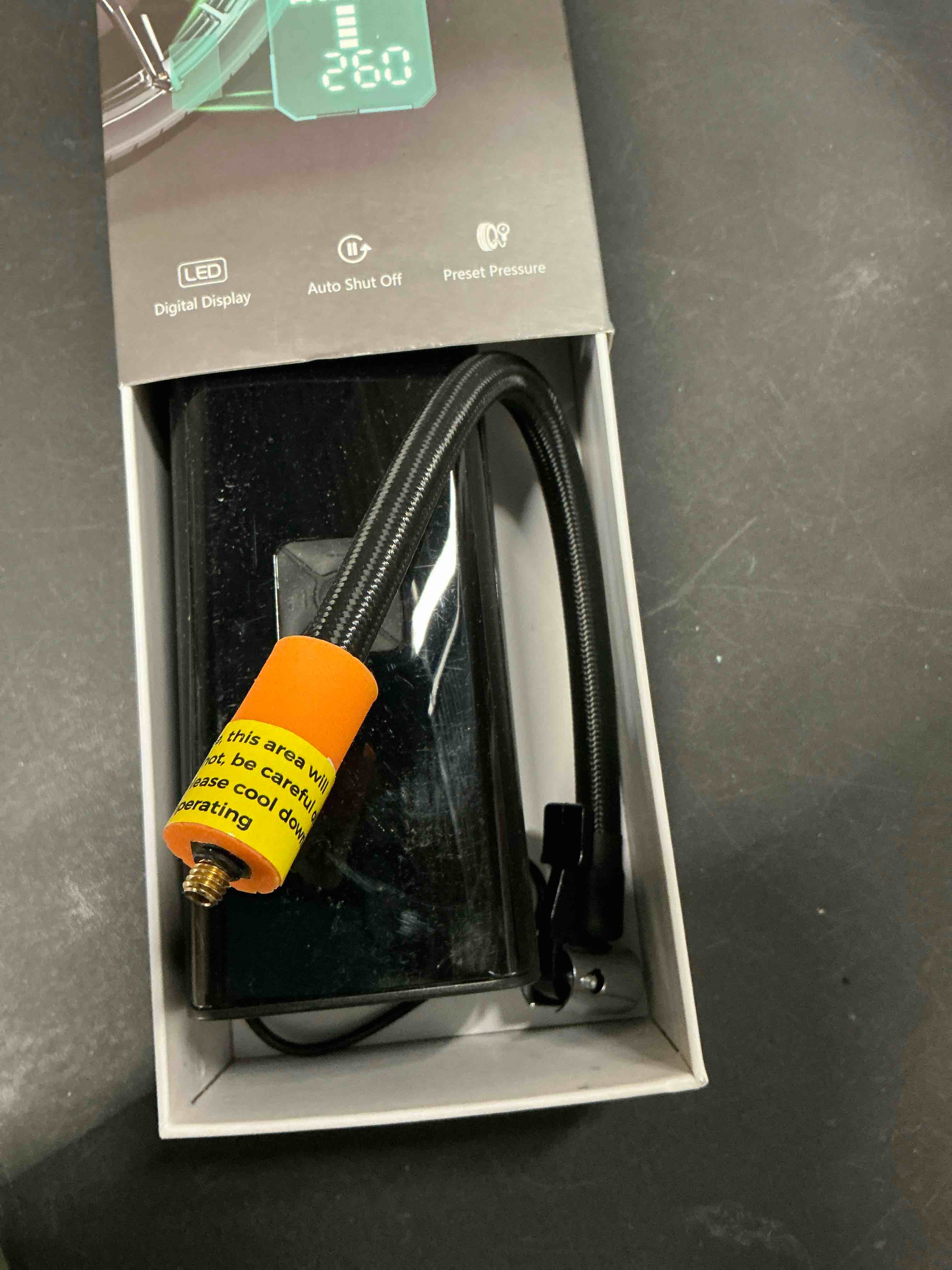 Condition photo showing Good Condition for GJOSYOI Tire Inflator Portable Air Compressor, 2X Faster Inflation Air Pump with Tire Pressure Gauge and LED Light, 150 PSI Portable Compressor for Cars, Balls, Bikes and Motorcycles Plastic