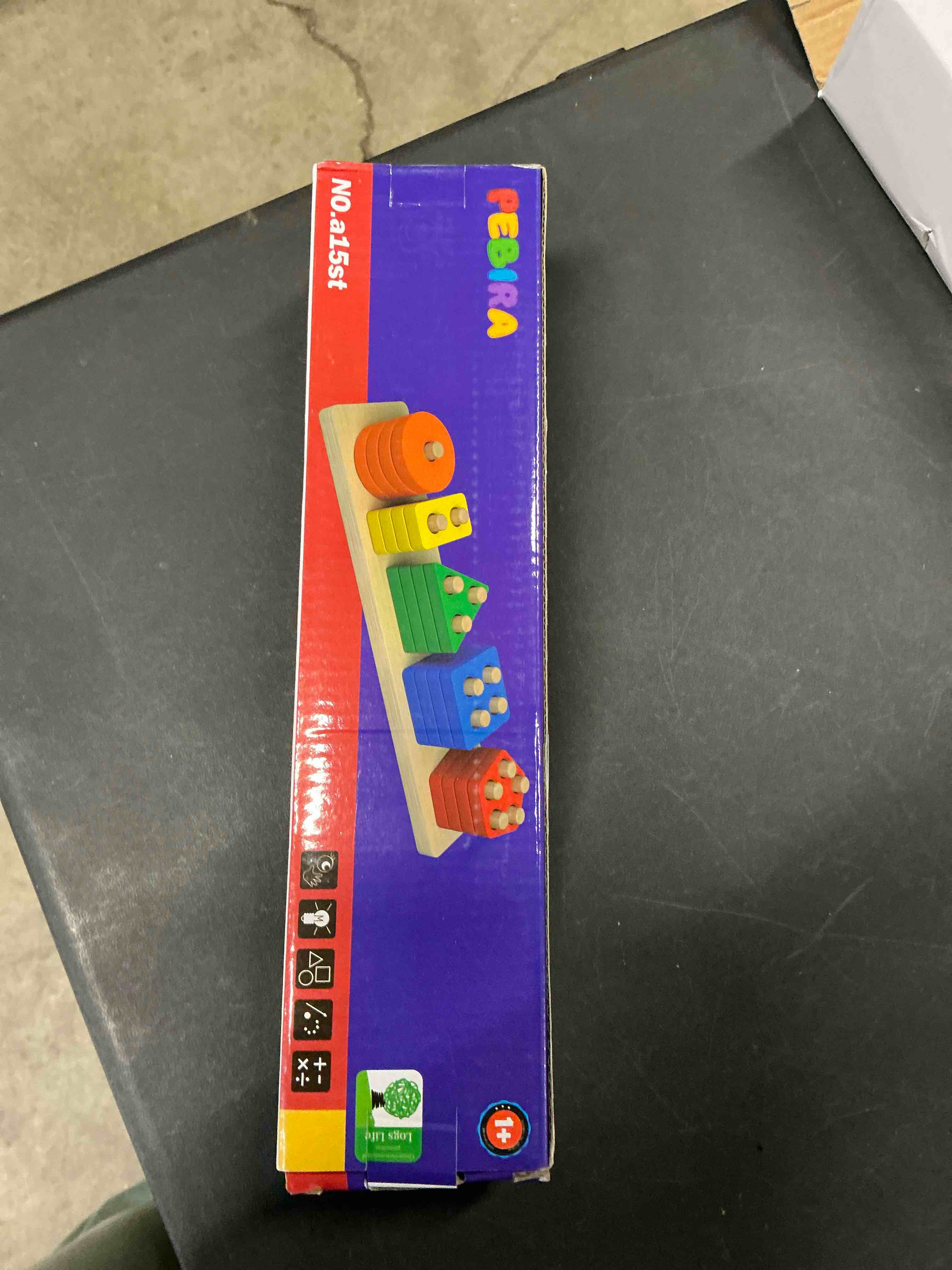 Condition photo showing Good Condition for PEBIRA Montessori Toys for 1 to 3-Year-Old Boys Girls Toddlers, Wooden Sorting & Stacking Toys for Toddlers and Kids Preschool, Educational Color Recognition Shape Sorter, Learning Puzzles Gift Colorful-a