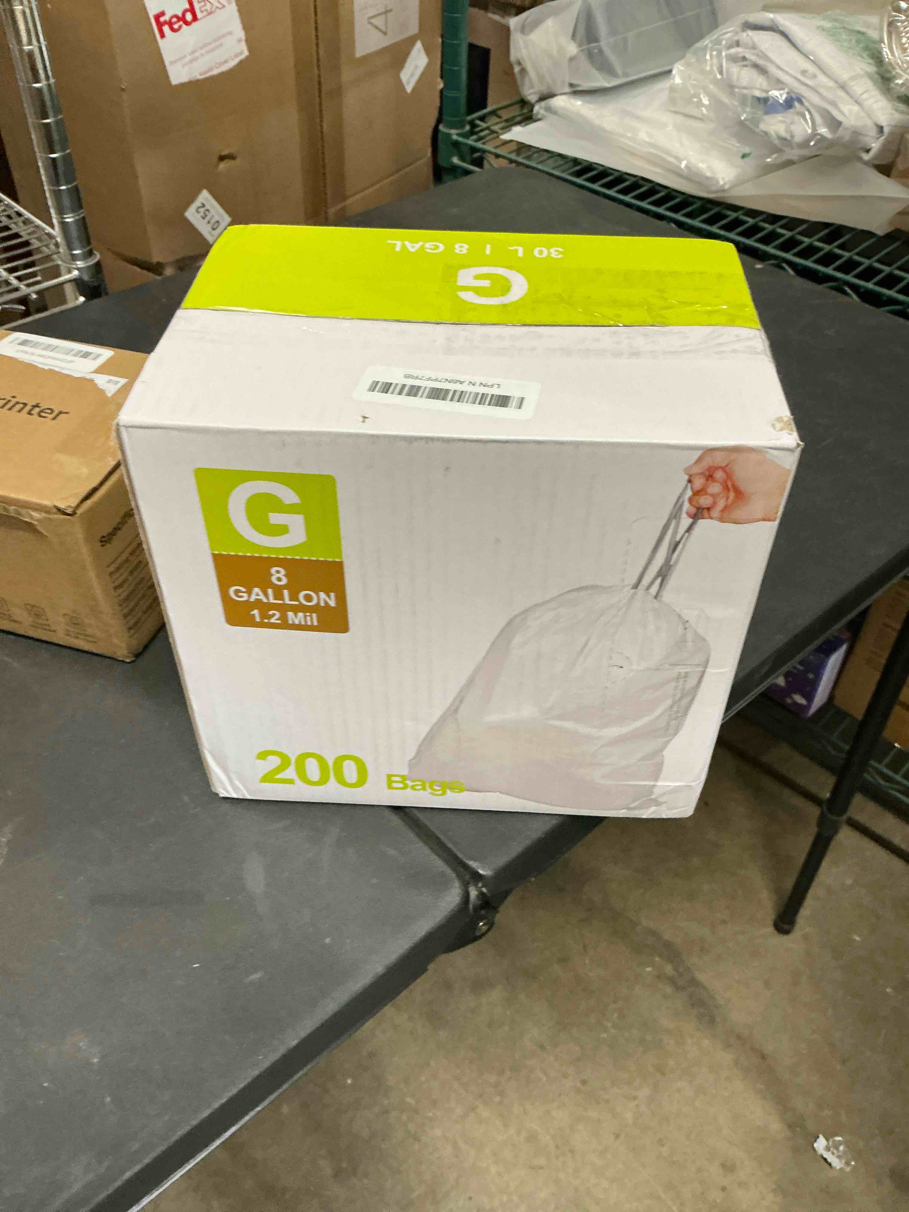 Condition photo showing New/Like New for 8 Gallon Code G 200 Count Drawstring Trash Bags 1.2 Mil THICK Heavy Duty | Compatible with simpleman Code G | White Garbage Can Liners 8 Gallon / 30 Liter Heavy Duty Plastic Trash Bags 200 Count (Pack of 1) Code G