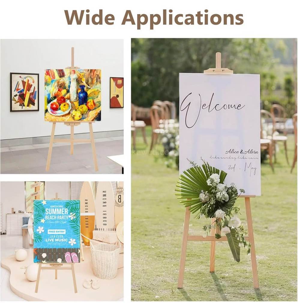 Condition photo showing New/Like New for Wooden Easel Stand, Adjustable Folding Easel for Painting, Drawing, Canvas up to 42", Wedding Sign and Poster Display
