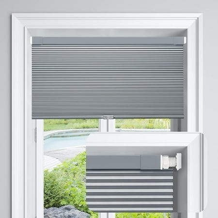LazBlinds Cordless Cellular Shades  No Tools No Drill Blackout Honeycomb Shades Pleated Blinds for Windows  35.5   W x 48   H  Dark Grey