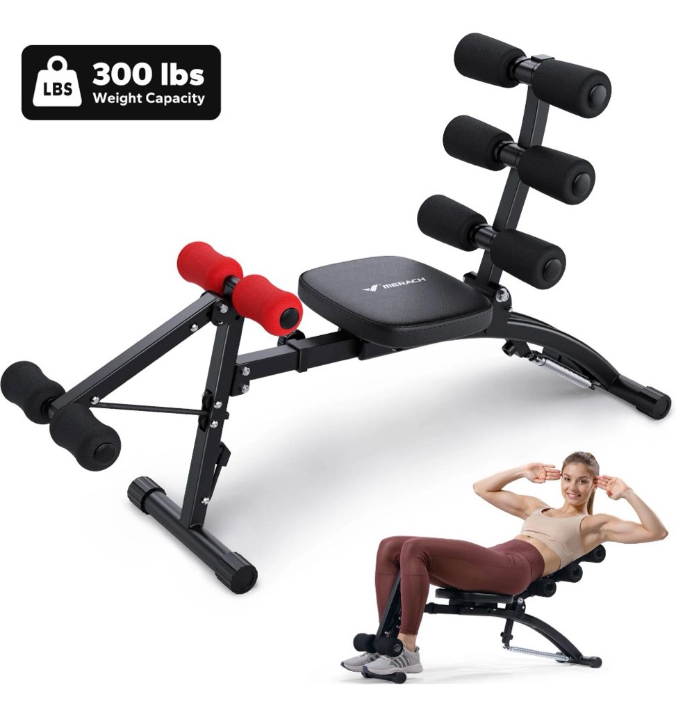 MERACH Ab Machine, Stomach Workout Equipment with Adjustable Length, Abdominal Workout Bench with Ergonomic Design