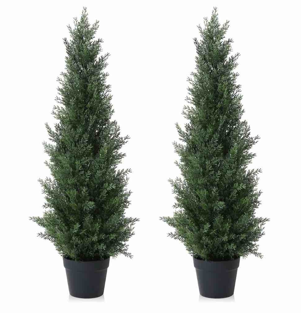 Dr. Planzen Artificial Cedar Tree 3 Ft Artificial Cedar Topiary Trees For Outdoors Potted Fake Cypress Trees Faux Evergreen Plants For Home Porch Decor