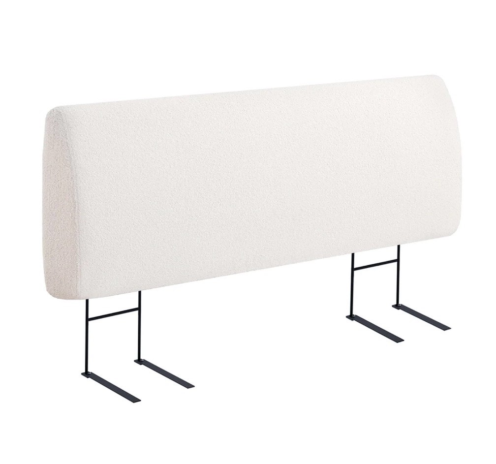 Pinmoco Upholstered Foam Headboard for Queen Bed, Height Adjustable and Ergonomic Head Board, Teddy Velvet White