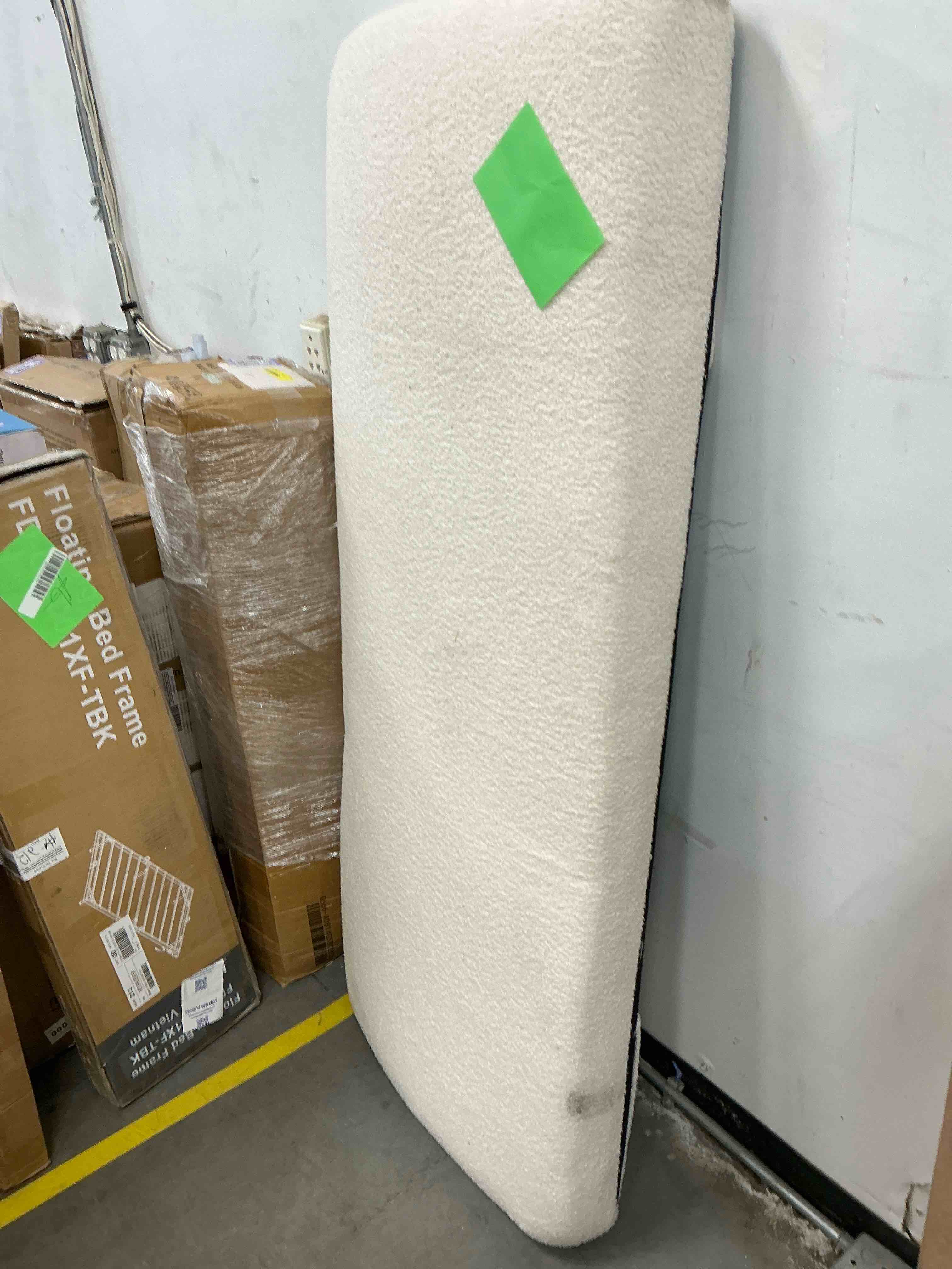 Condition photo showing Good Condition for Pinmoco Upholstered Foam Headboard for Queen Bed, Height Adjustable and Ergonomic Head Board, Teddy Velvet White