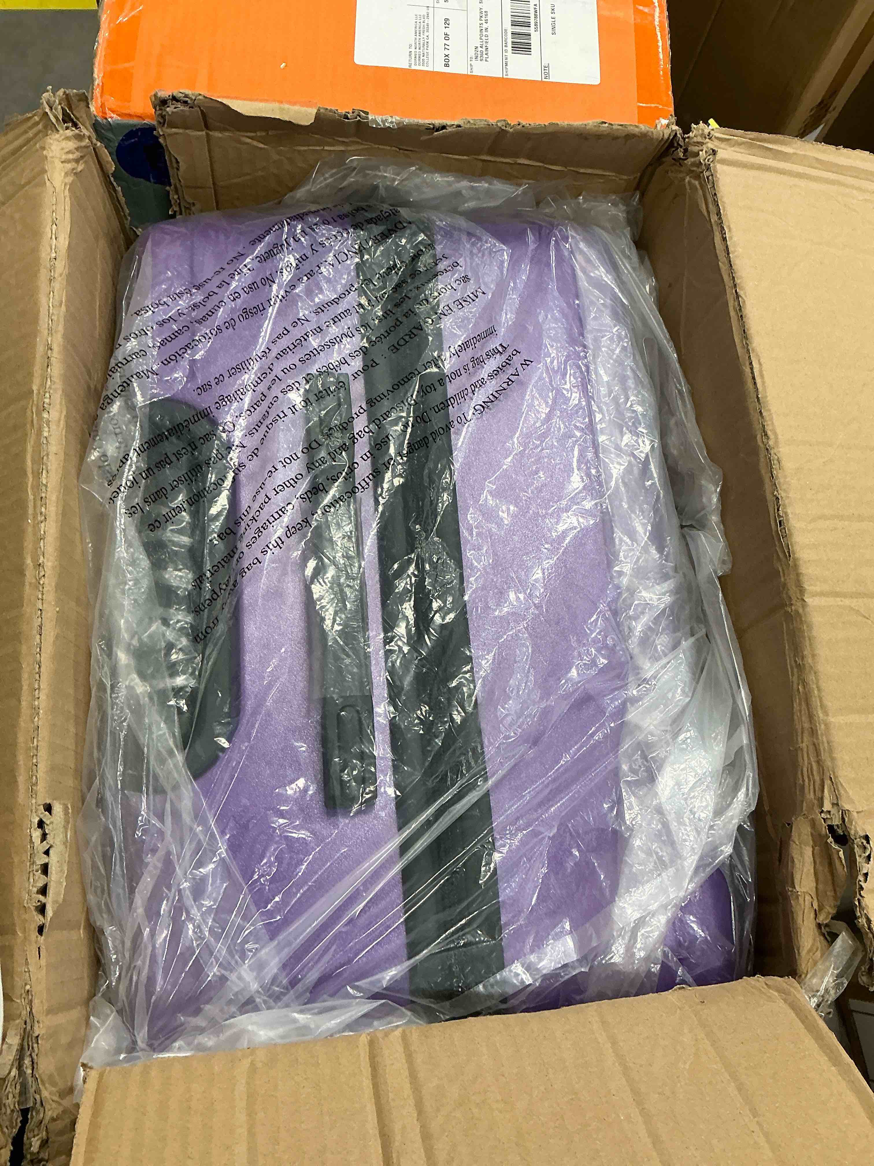 Condition photo showing New/Like New for Zimtown 5-Piece Luggage Set with 8 Packing Cubes, Hard Shell Suitcase Set with Spinner Wheels Built-in TSA Lock, Purple