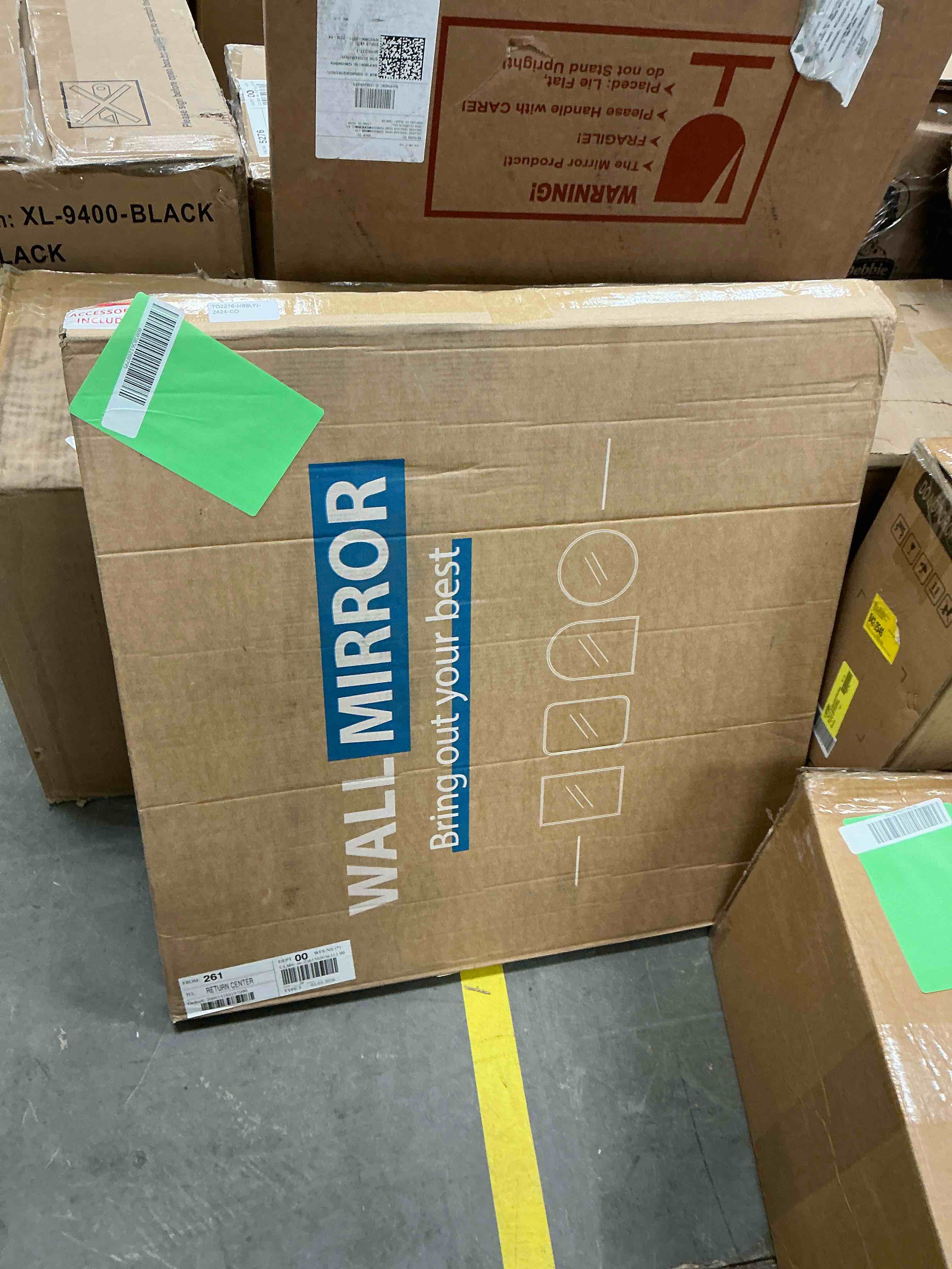 Condition photo showing New/Like New for Beautypeak 24" Wavy Round Bathroom Mirror Wall Decor With Deep Frame, Gold 24" X 24"