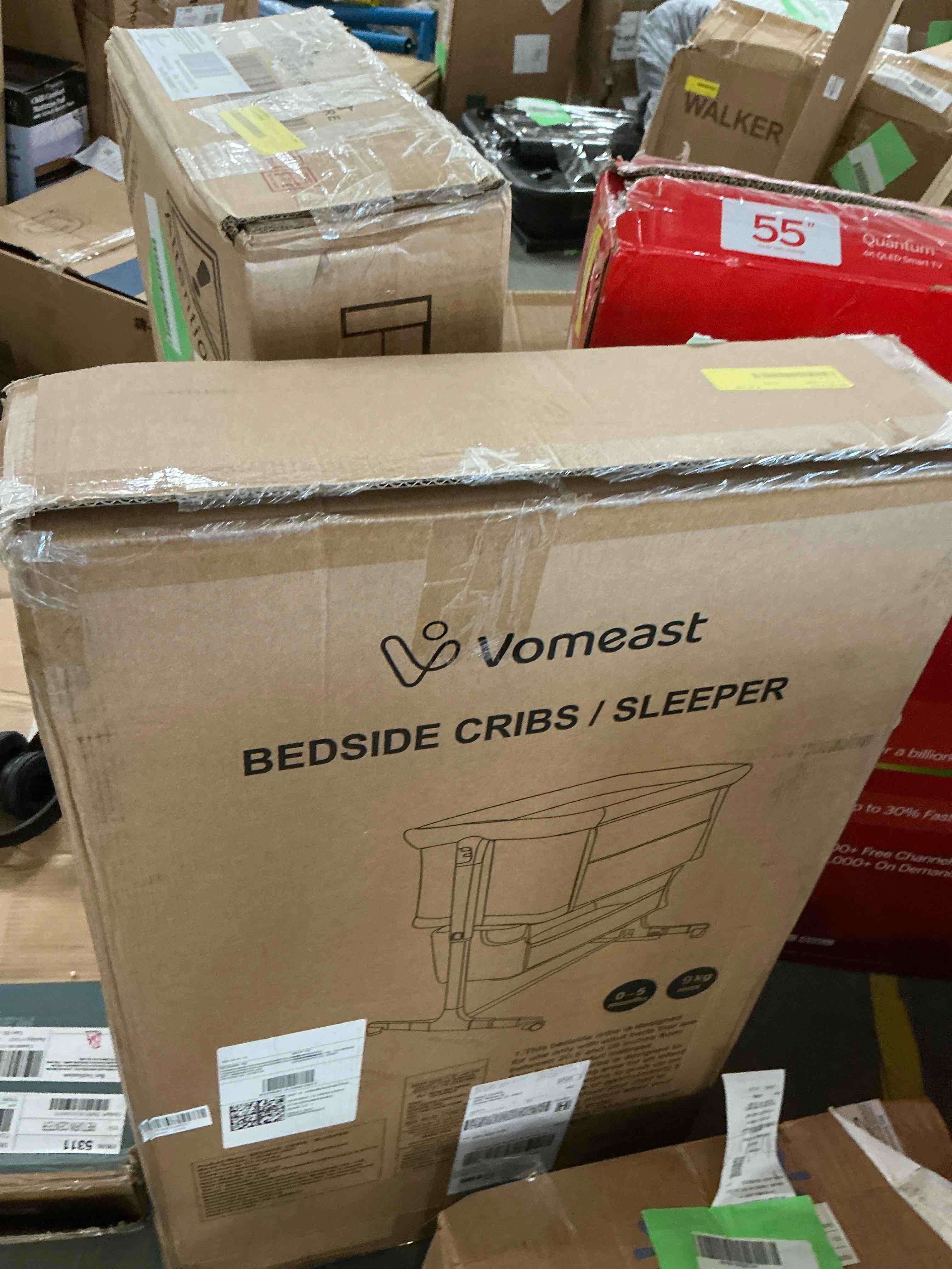 Condition photo showing New/Like New for Vomeast Baby Bassinet Bedside Sleeper with Wheels, Adjustable Height, Dual-Lock, Storage Bag for Newborns Infants, Gray