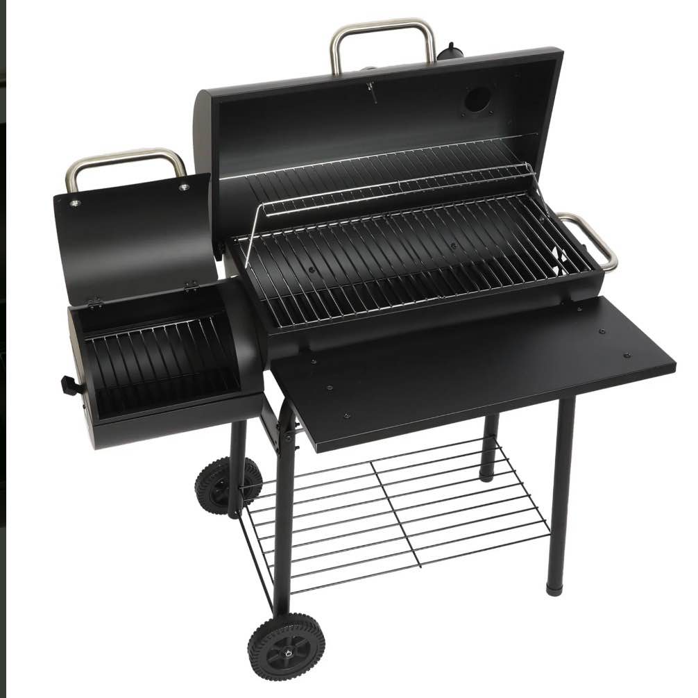 Condition photo showing New/Like New for laraVist Charcoal Offset Smoker Grill, Dual-Zone BBQ with Thermometer & Wheels, Family-Size 512 sq.in