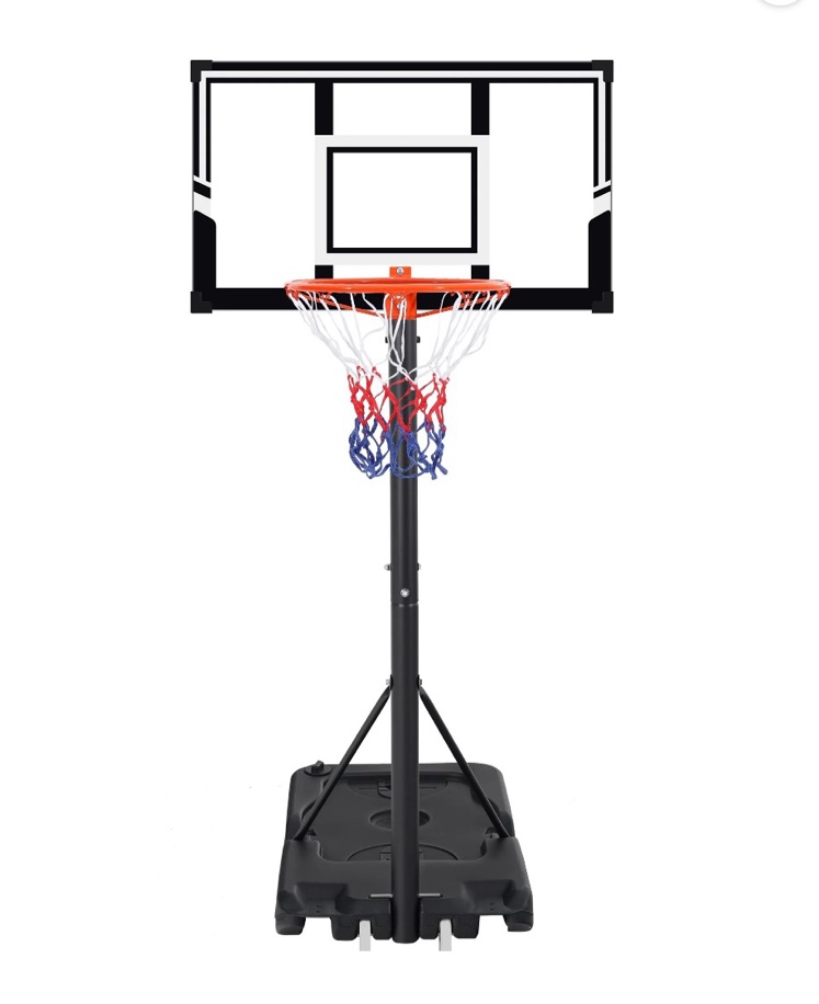 Portable Basketball Hoop Outdoor, SEGMART 4.9Ft-10Ft Height Adjustable Swimming Pool Basketball Hoop Goal System with PE Backboard for Kids Youth Adults Play in Backyard/Courts/Indoor