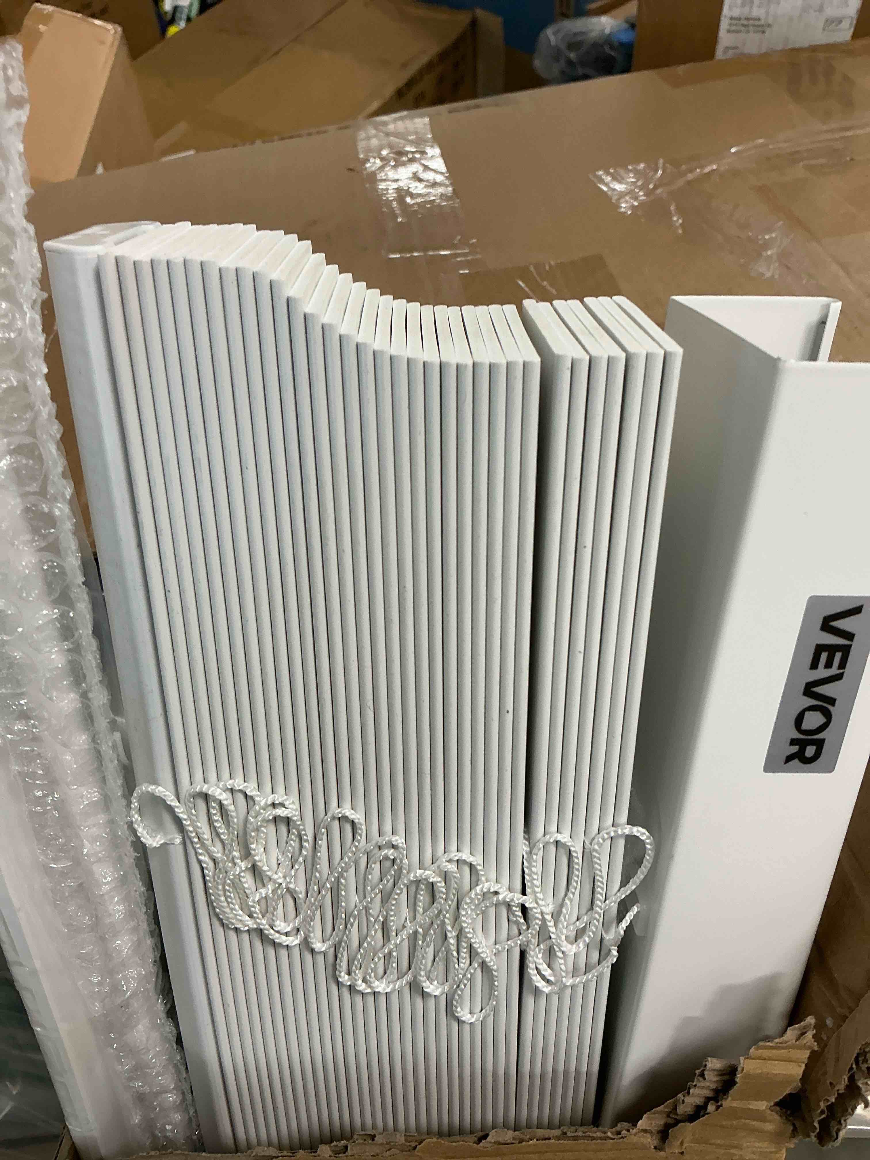 Condition photo showing New/Like New for ARLO BLINDS Faux Wood Blind with Crown Valance - 30 1/2 W x 48 H White Cordless 2” Slat Horizontal Blind - for Kitchen Bedroom Living Room Doors