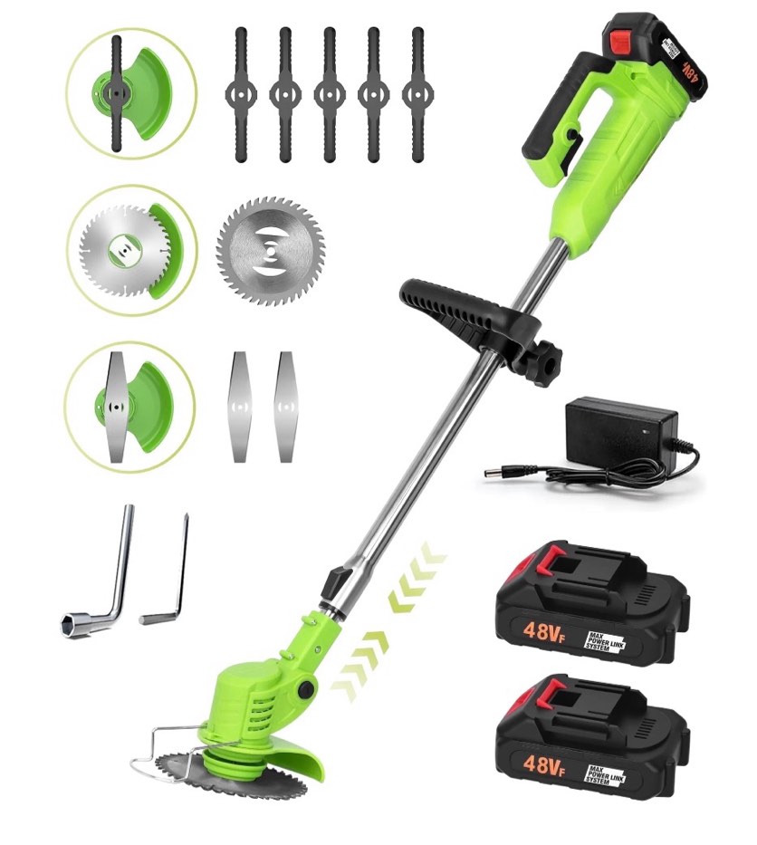 YAHHU Cordless String Trimmer Battery Powered 21V - Trimmer, Edger, and Mower with Multiple Blades for Garden