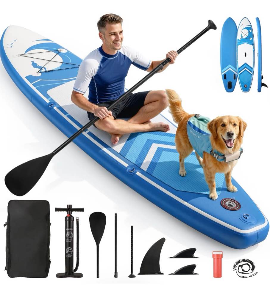 Naipo Inflatable Paddle Board Stand Up Paddle Board 6 in Thick with Sup Accessories and Carry Bag and Fast Pumping for Adults and Youth