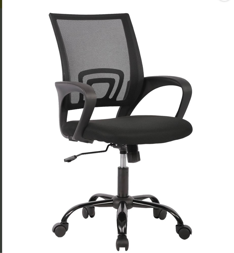 JONPONY Ergonomic Office Chair, Lumbar Support, Adjustable Height with Armrests for Adults,Black