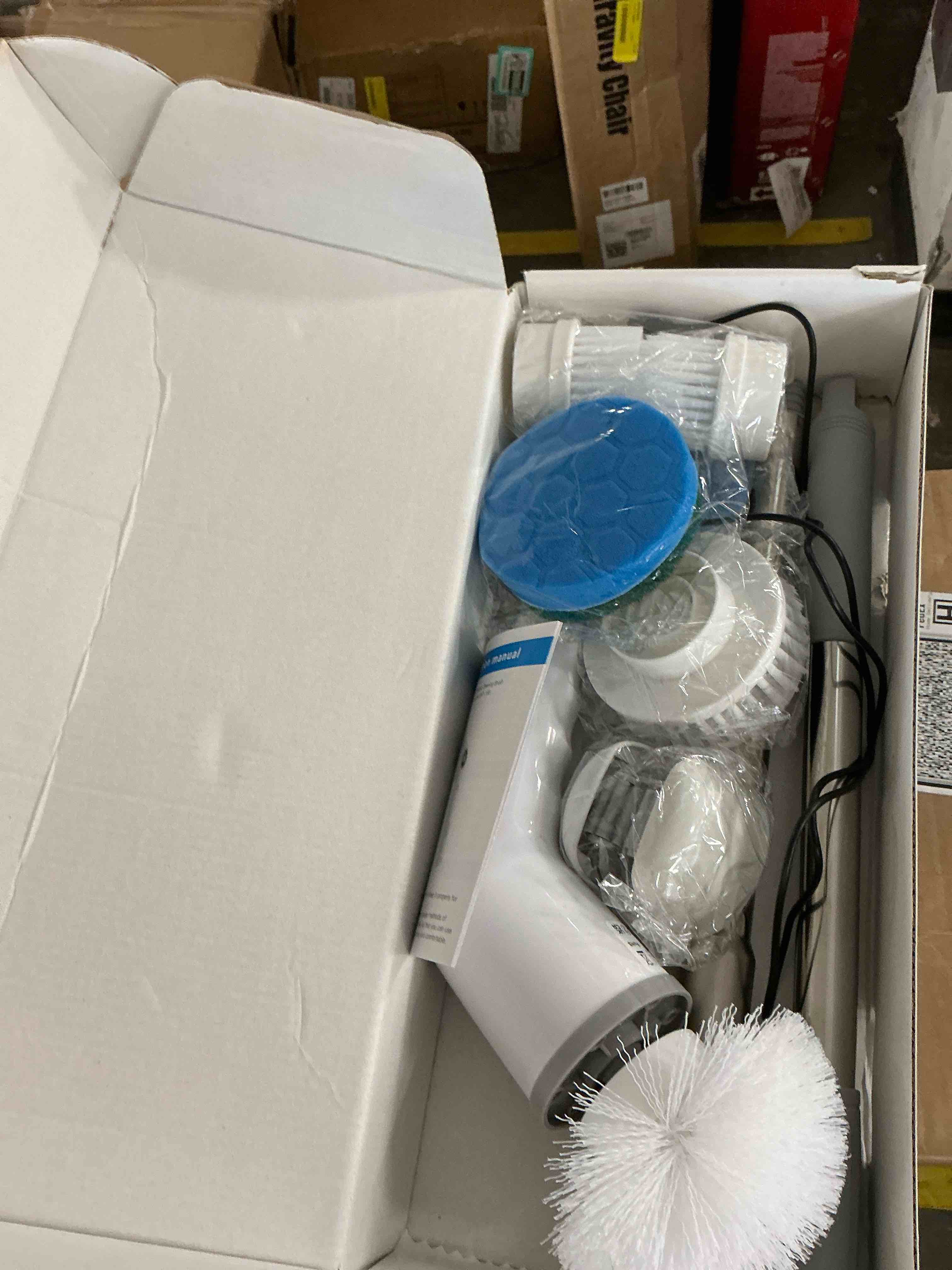 Condition photo showing Good Condition for SZRSTH Electric Spin Scrubber, 450RPM Cordless Power Scrubber with Adjustable Handle 8 Heads Shower Cleaning Brush for Bathroom Floor