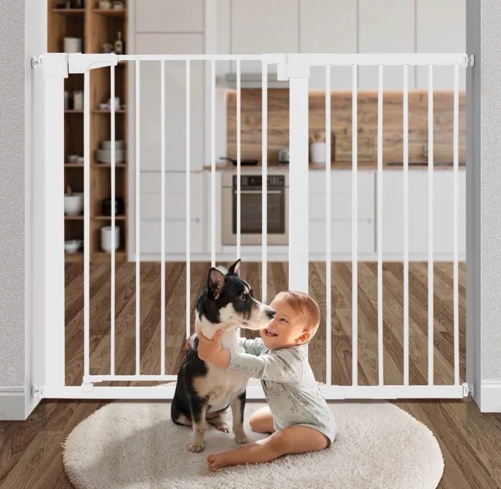 baby safety gate, extra tall 36 inch ,wide 29.5"to 48.8" baby gate for stairs and doorway,gate for ages 6 to 36 months,white