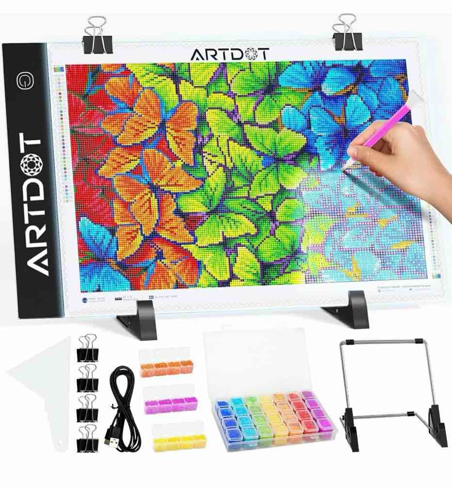 artdot a4 diamond painting light pad usb powered adjustable brightness with diamond art accessories and tools for drawing tracing