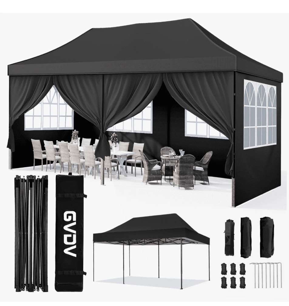  pop up canopy tent with removable sidewalls, instant canopies portable gazebo, uv resistant waterproof, enclosed canopy tent for outdoor events, patio, backyard, party, parking