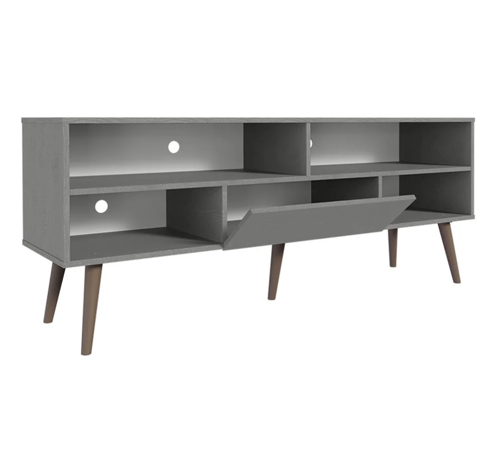 madesa modern tv stand with 1 door and 4 shelves with cable management for 55, 65 inch media storage media console living room and bedroom entertainme