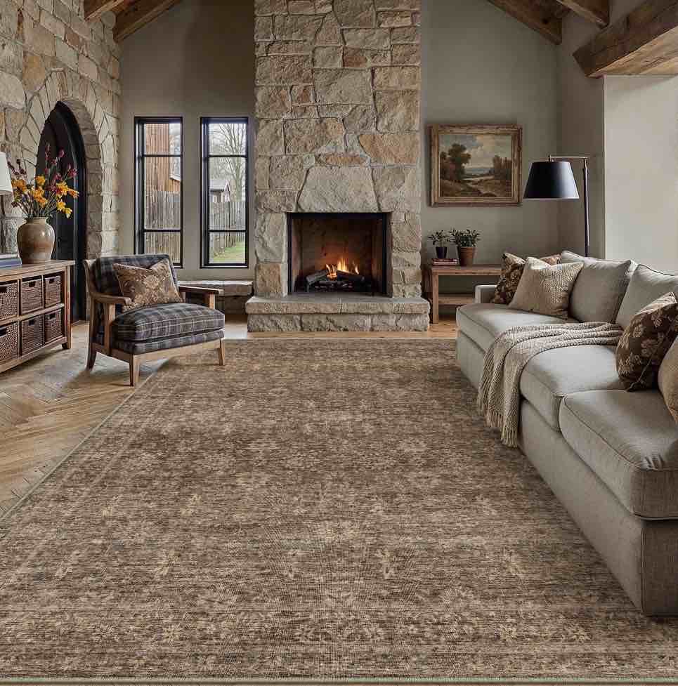 berthmeer 9 x12  area rugs for living room bedroom office dining room farmhouse large vintage non slip oriental rugs traditional distressed rugs golden brown