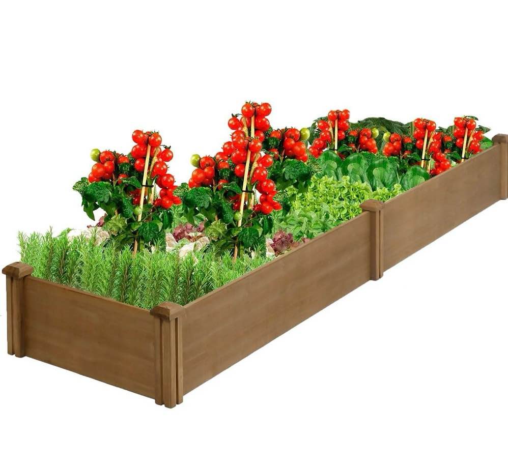 petscosset wooden 8x2ft raised garden bed planter box for outdoor gardening