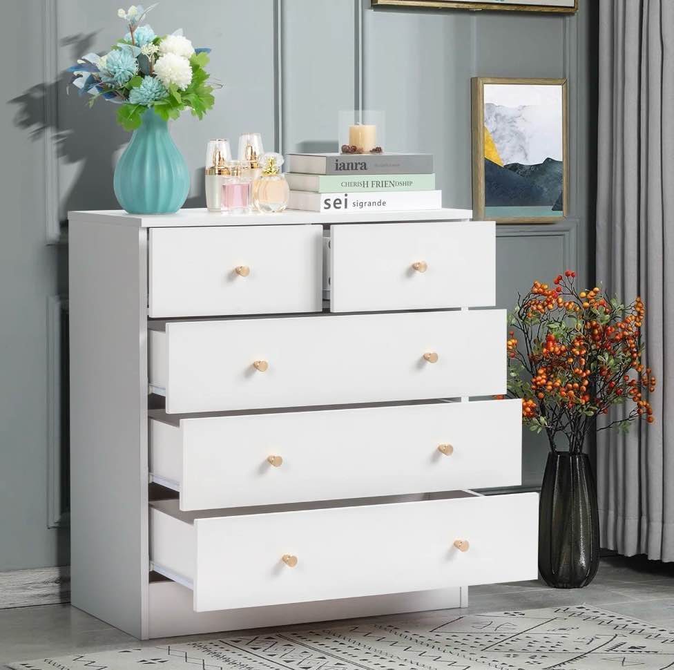 ubesgoo modern wood 4-drawer dresser chest bedside table for bedroom living room white