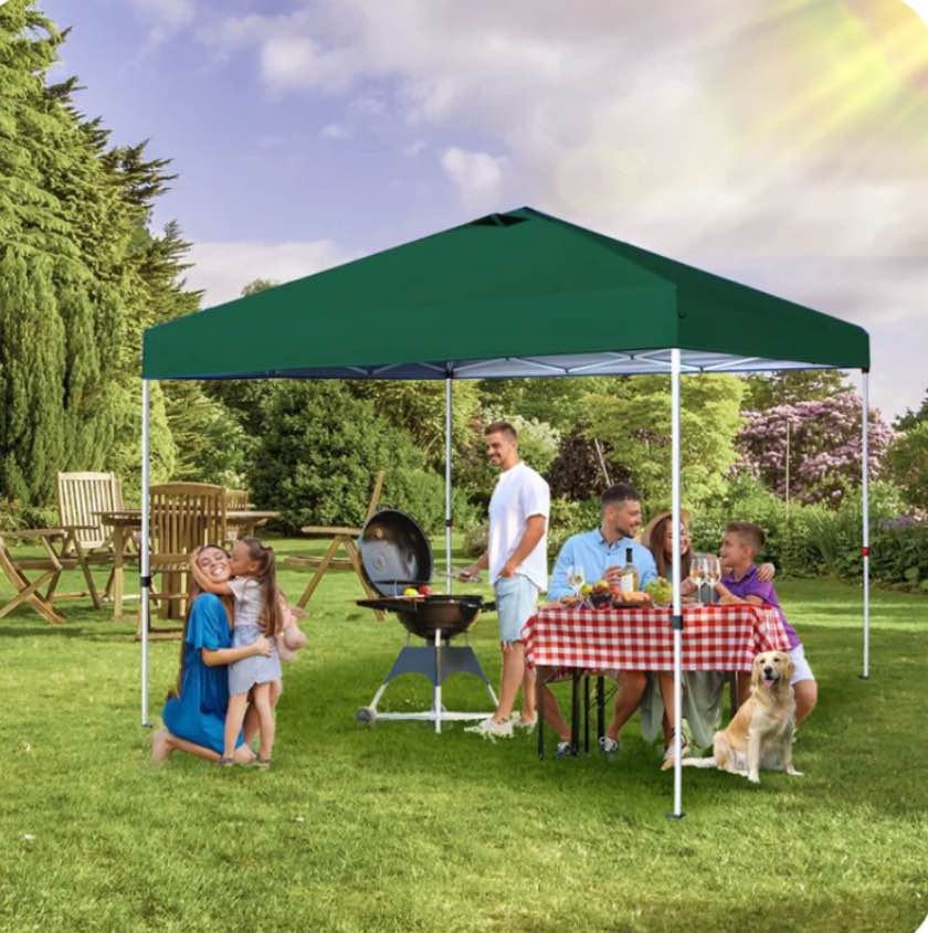  10x10 Pop up Canopy Tent with Wheeled Bag  100sqft of Shade Forest Green