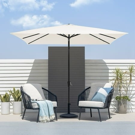 JUSTLET 8 x 10 ft Outdoor Rectangular Patio Market Umbrella Off-White