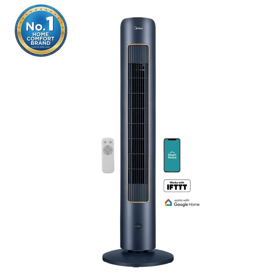 Midea 42  Tall 3-Speed Smart Tower Fan with Wi-Fi  New  Grey  MFT1021CRWG