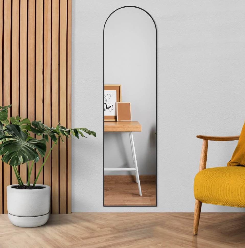 CONCETTA 59 x16  Arched Full Length Mirror  Full Body Standing Mirror Floor Mirrors  Black