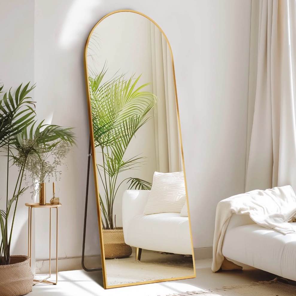 CONCETTA 64 x21  Arched Full Length Mirror  Full Body Standing Mirror Floor Mirrors  Gold