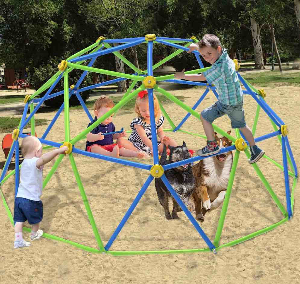 gvdv 10 ft dome climber jungle gym for kids - outdoor rust-resistant play equipment, easy assembly, supports 1000 lbs