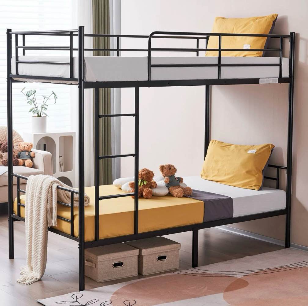 zimtown twin over twin steel bunk beds frame  78  x 42  x 65  with ladder bedroom dorm room for kids adult children