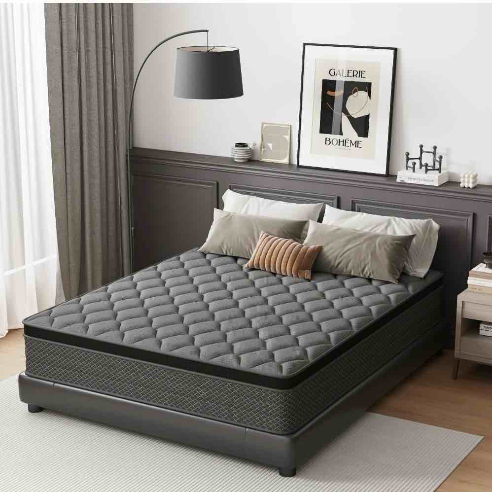 mocangtu 14" king hybrid mattress in a box, gel memory foam with individually wrapped pocket coils, medium firm, pressure relief, cooling sleep support