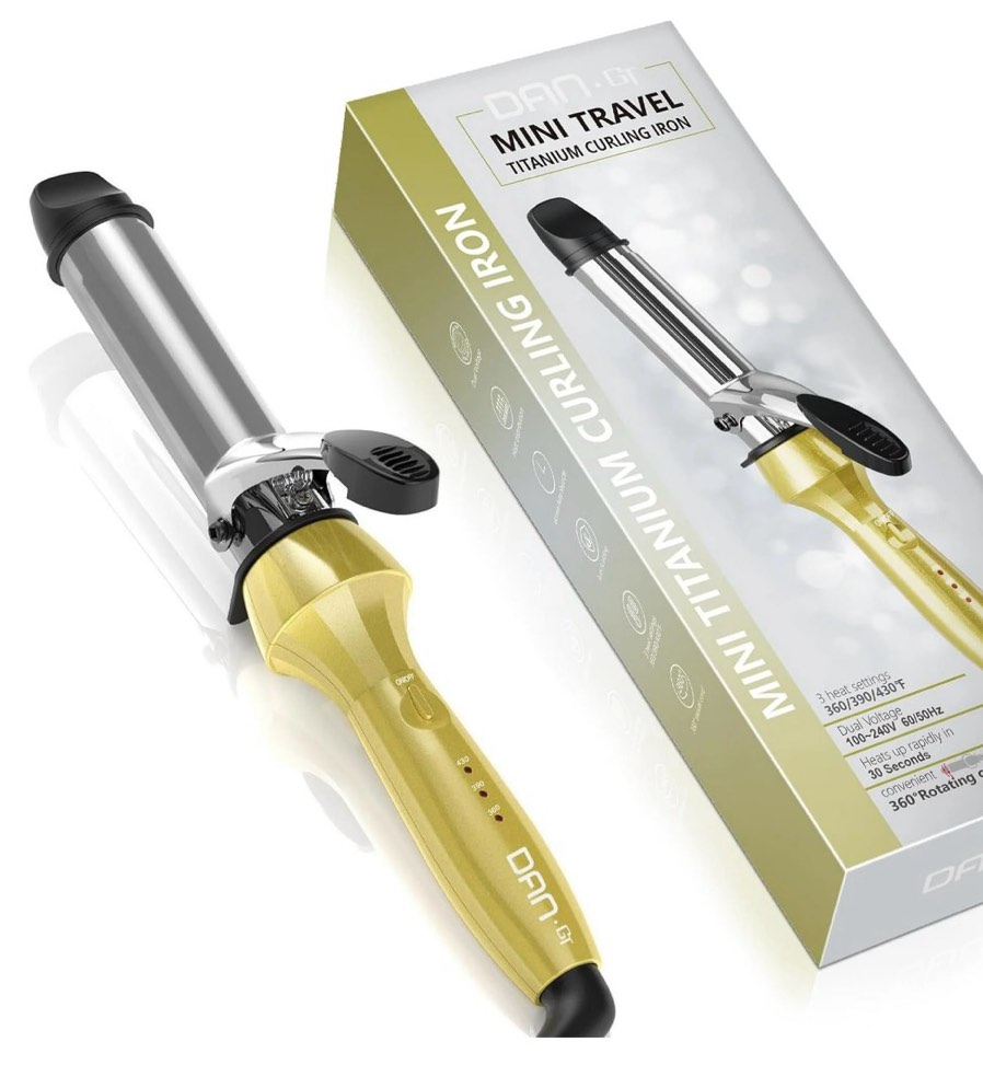travel mini curling iron titanium 1 inch small compact curling iron dual voltage with 3 settings fast heating