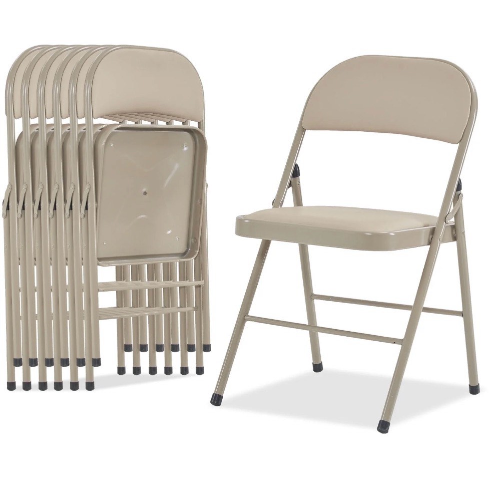 furnibear 5 pack folding chairs, leather padded cushion chairs with comfortable cushion and stainless steel frame for home and office, for indoor and outdoor events,brown