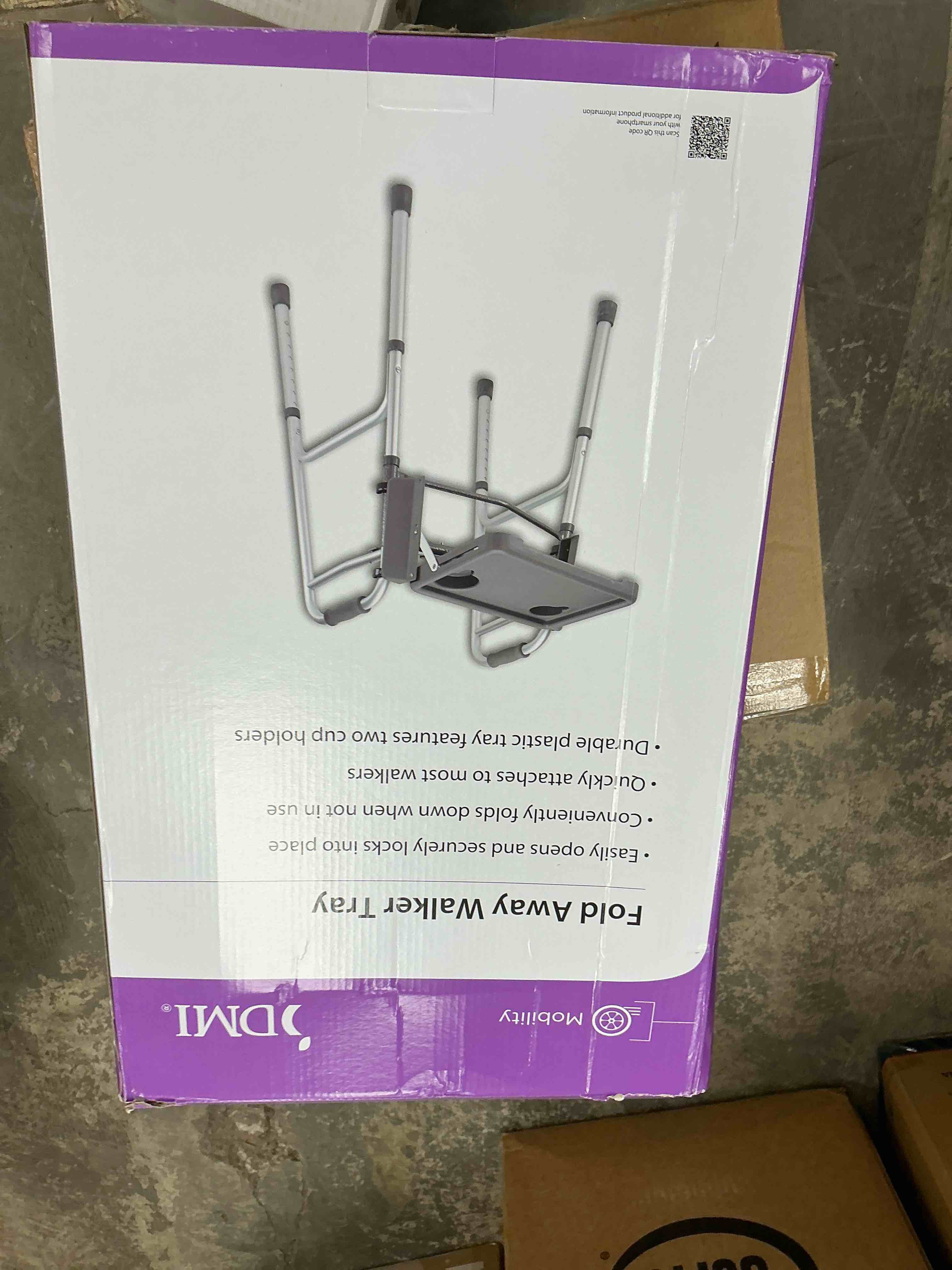 Condition photo showing New/Like New for dmi walker tray, rollator tray, mobility and walker accessory tray table fits most standard walkers, folding with two cup holders and tool free assembly, 16 x 11.8 inch gray 1 count (pack of 1)